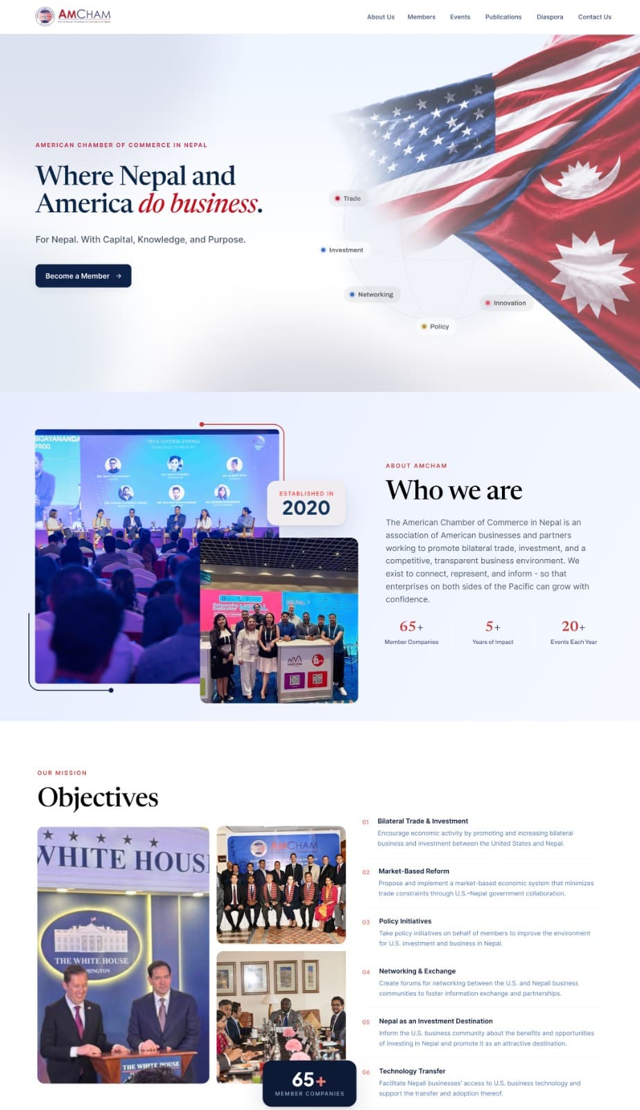 American Chamber of Commerce Nepal interface design