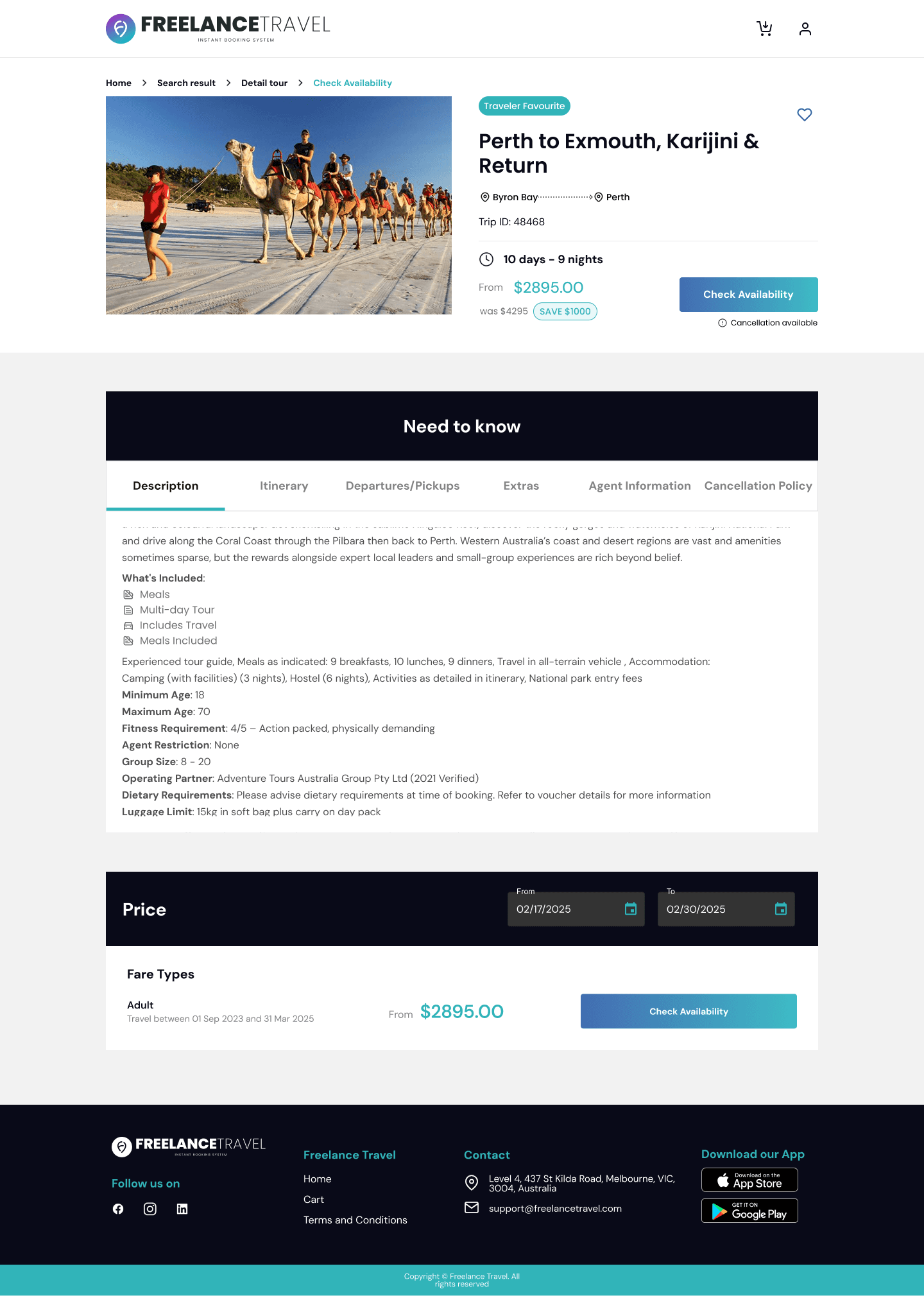 Freelance Travel exploration and trip details