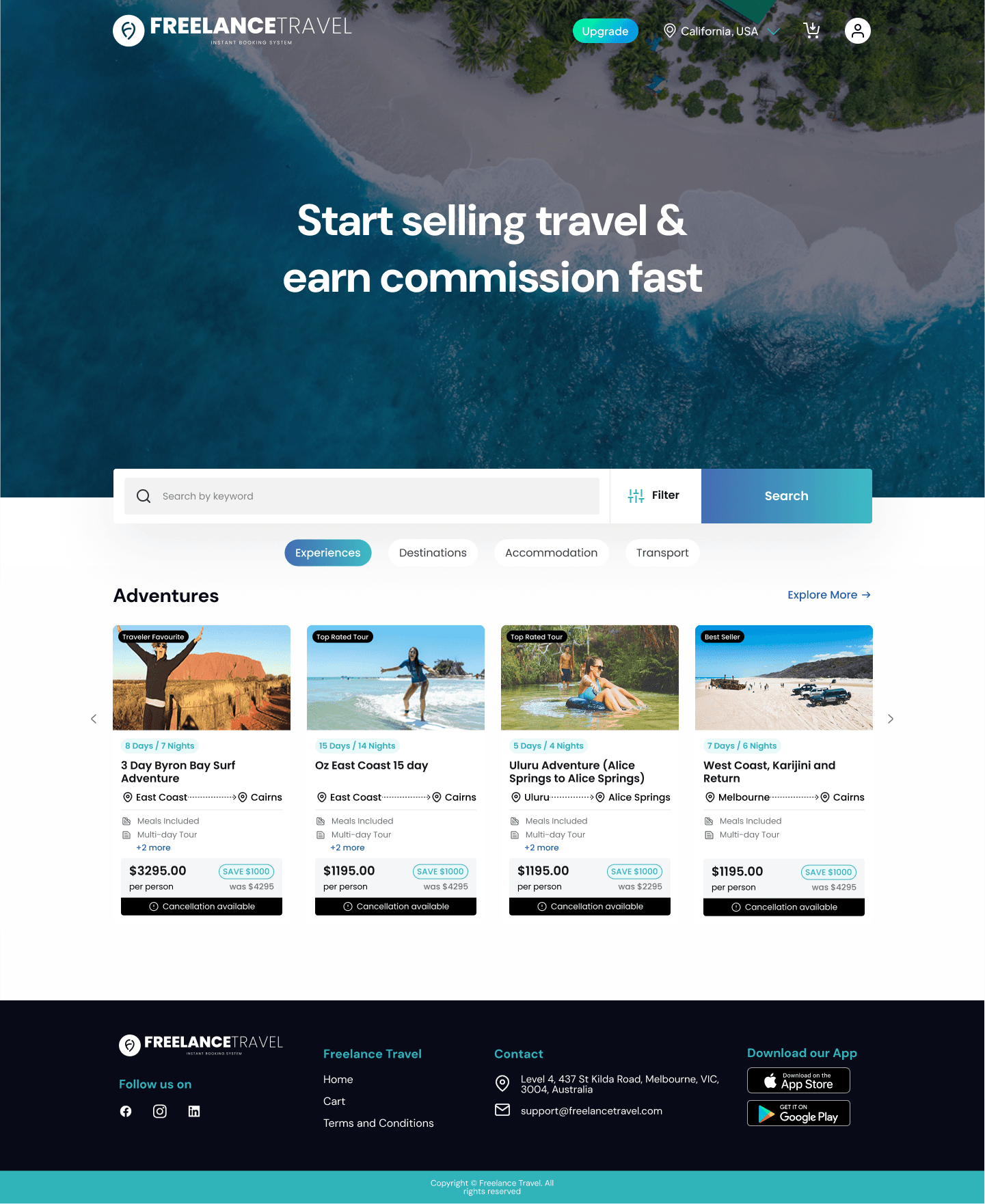 Freelance Travel desktop travel experience